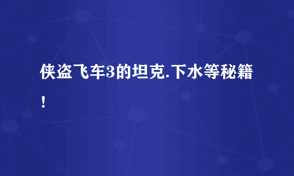 侠盗飞车3的坦克.下水等秘籍！