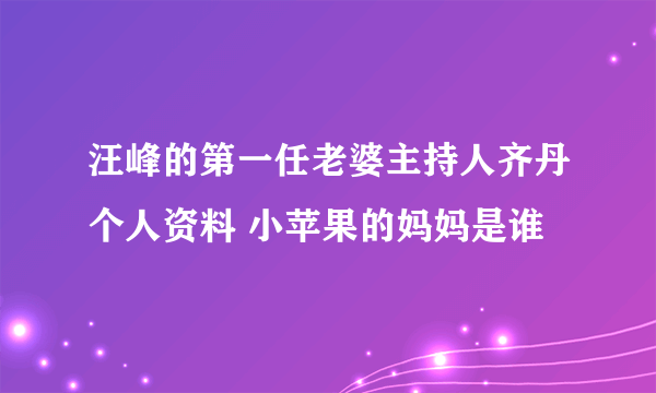 汪峰的第一任老婆主持人齐丹个人资料 小苹果的妈妈是谁