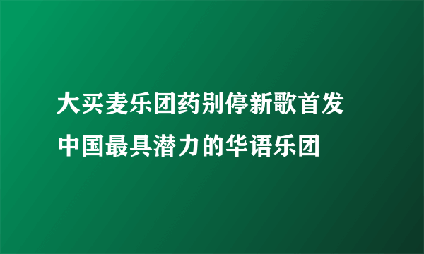 大买麦乐团药别停新歌首发 中国最具潜力的华语乐团