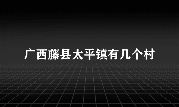 广西藤县太平镇有几个村