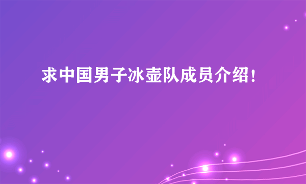 求中国男子冰壶队成员介绍！