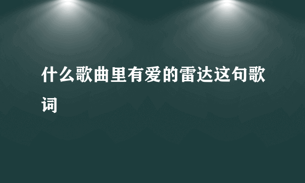 什么歌曲里有爱的雷达这句歌词