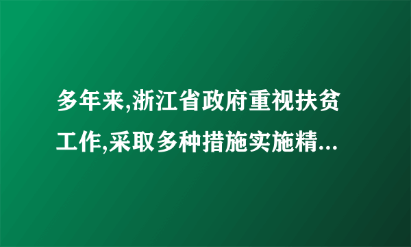 多年来,浙江省政府重视扶贫工作,采取多种措施实施精准扶贫,加快低收入农户增收。各级民政部门实地走访、入户调查、建档立卡、完善低收入农户数据库;推广“土地折价入股”等模式,实现增收渠道多元化;特别重视发展乡村教育,推进就业培训,提高低收入农户自主增收能力。⑴从“政府的责任”的角度,说明浙江省政府是如何将精准扶贫落到实处的?⑵浙江省政府实施的精准扶贫措施体现了我国政府具有哪些职能?