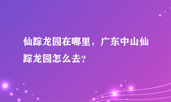 仙踪龙园在哪里，广东中山仙踪龙园怎么去？