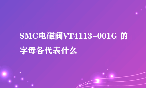 SMC电磁阀VT4113-001G 的字母各代表什么