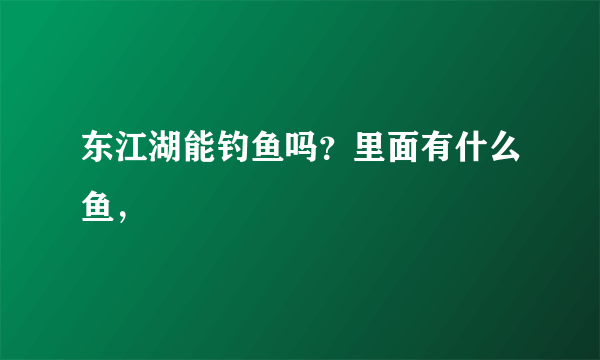 东江湖能钓鱼吗？里面有什么鱼，