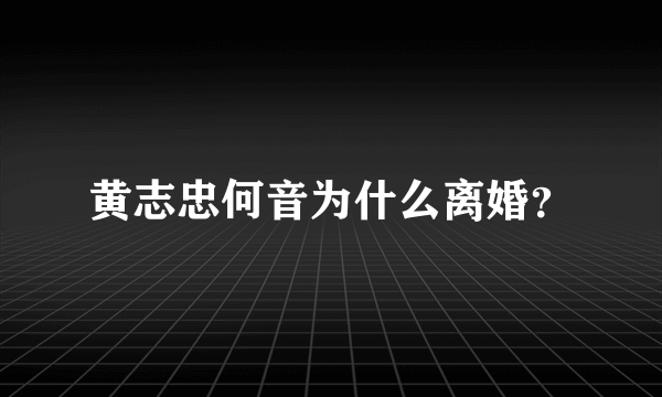 黄志忠何音为什么离婚？