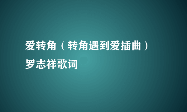 爱转角（转角遇到爱插曲） 罗志祥歌词