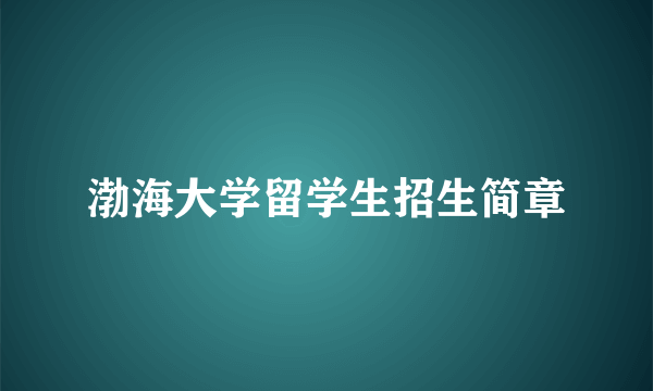 渤海大学留学生招生简章