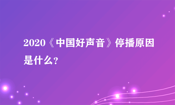 2020《中国好声音》停播原因是什么？