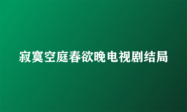 寂寞空庭春欲晚电视剧结局