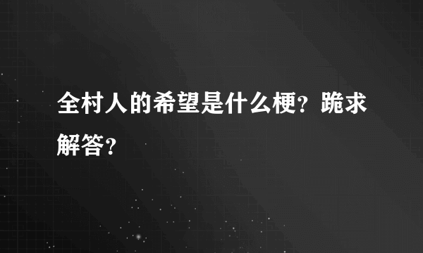 全村人的希望是什么梗？跪求解答？