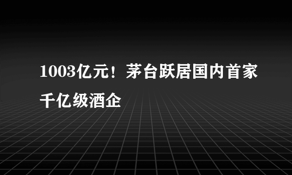 1003亿元！茅台跃居国内首家千亿级酒企