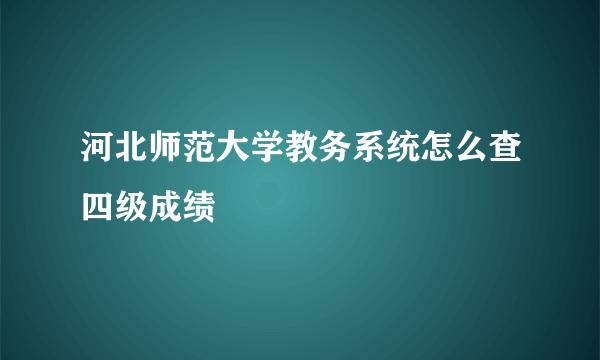 河北师范大学教务系统怎么查四级成绩