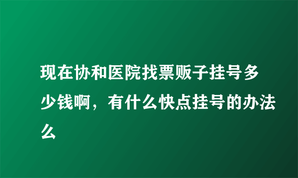 现在协和医院找票贩子挂号多少钱啊，有什么快点挂号的办法么