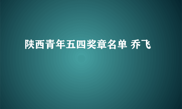 陕西青年五四奖章名单 乔飞