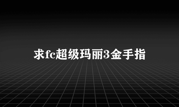 求fc超级玛丽3金手指