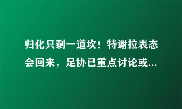 归化只剩一道坎！特谢拉表态会回来，足协已重点讨论或亮“绿灯”