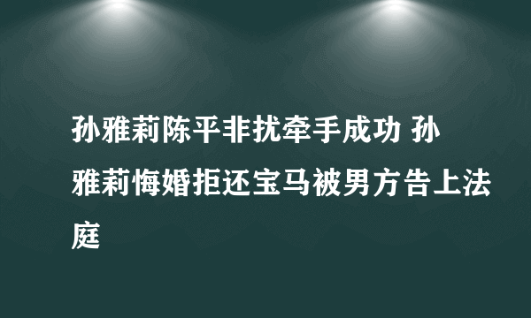 孙雅莉陈平非扰牵手成功 孙雅莉悔婚拒还宝马被男方告上法庭