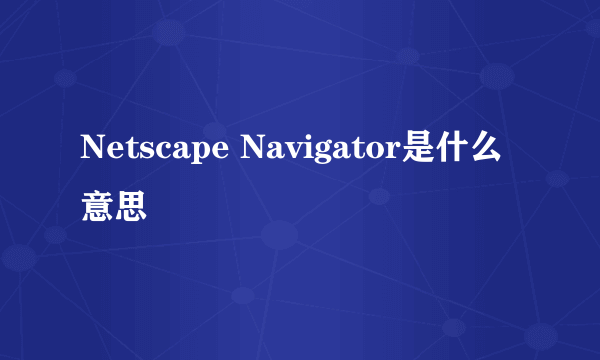 Netscape Navigator是什么意思