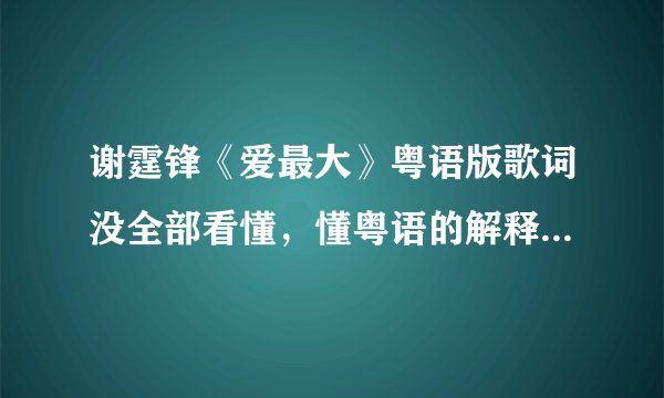 谢霆锋《爱最大》粤语版歌词没全部看懂，懂粤语的解释下，主要RAP部分！拜托了各位