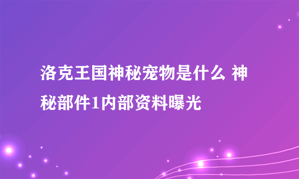 洛克王国神秘宠物是什么 神秘部件1内部资料曝光