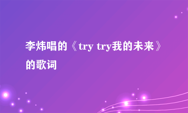 李炜唱的《try try我的未来》的歌词