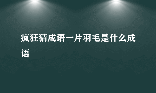 疯狂猜成语一片羽毛是什么成语