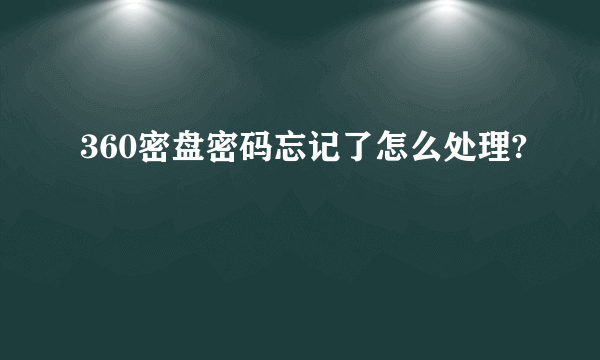 360密盘密码忘记了怎么处理?