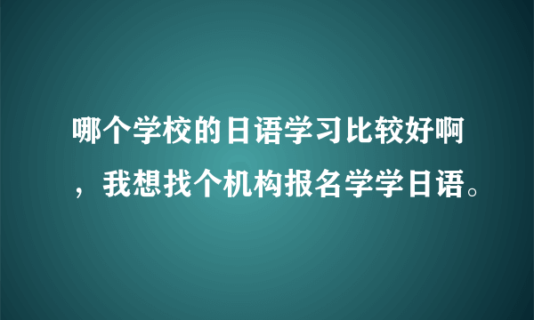 哪个学校的日语学习比较好啊，我想找个机构报名学学日语。