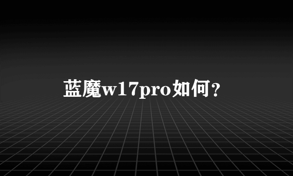 蓝魔w17pro如何？