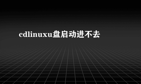 cdlinuxu盘启动进不去