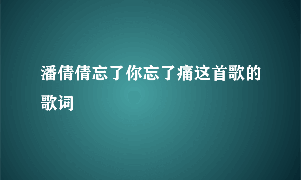 潘倩倩忘了你忘了痛这首歌的歌词