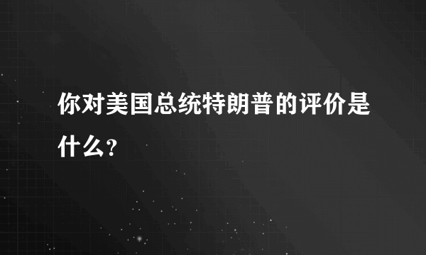 你对美国总统特朗普的评价是什么？