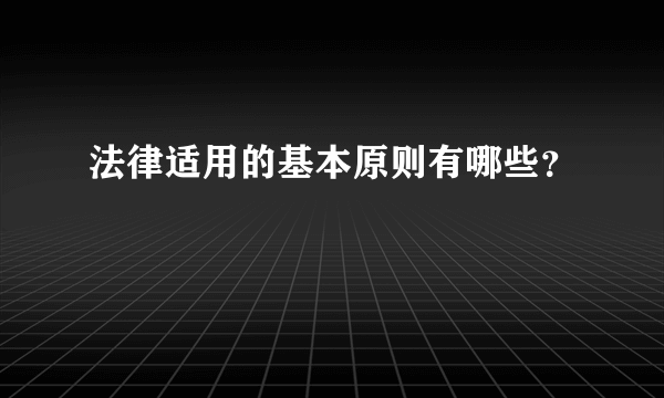 法律适用的基本原则有哪些？