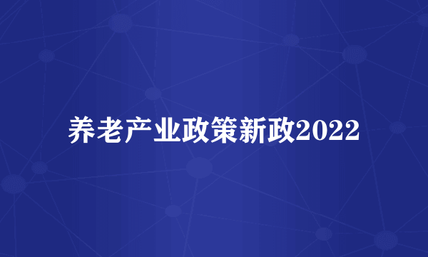 养老产业政策新政2022