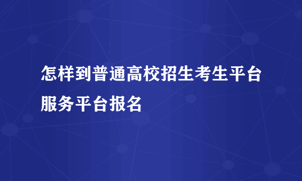 怎样到普通高校招生考生平台服务平台报名