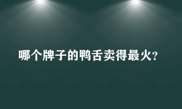 哪个牌子的鸭舌卖得最火？