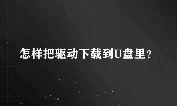 怎样把驱动下载到U盘里？