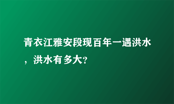 青衣江雅安段现百年一遇洪水，洪水有多大？