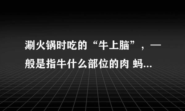 涮火锅时吃的“牛上脑”，—般是指牛什么部位的肉 蚂蚁庄园早知道10月17日