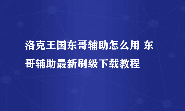 洛克王国东哥辅助怎么用 东哥辅助最新刷级下载教程