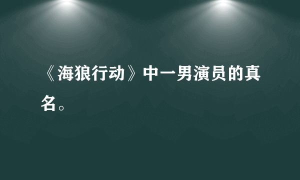 《海狼行动》中一男演员的真名。