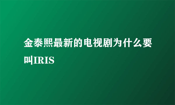 金泰熙最新的电视剧为什么要叫IRIS