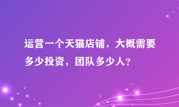 运营一个天猫店铺，大概需要多少投资，团队多少人？