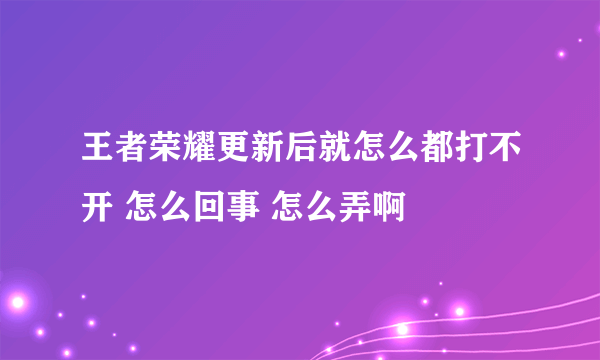 王者荣耀更新后就怎么都打不开 怎么回事 怎么弄啊