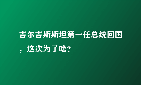 吉尔吉斯斯坦第一任总统回国，这次为了啥？