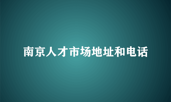 南京人才市场地址和电话