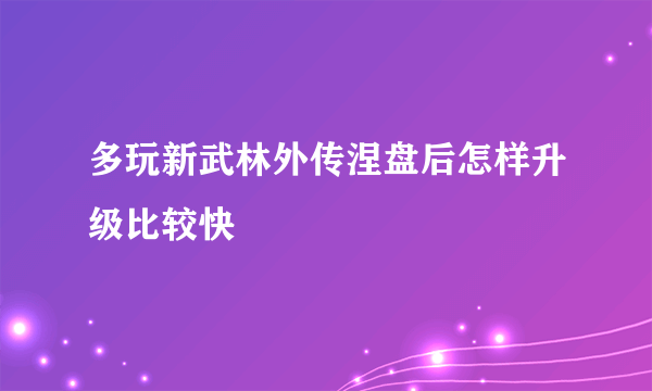 多玩新武林外传涅盘后怎样升级比较快