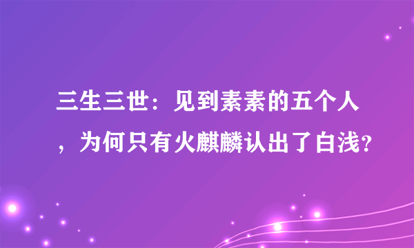 三生三世：见到素素的五个人，为何只有火麒麟认出了白浅？